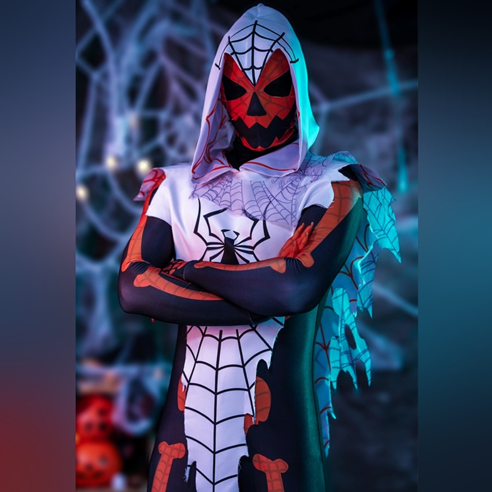 Halloween Skeleton Spiderman Cosplay Costume size L